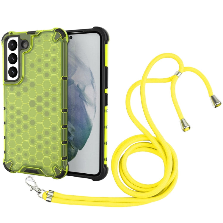 For Samsung Galaxy S22 5G Lanyard Honeycomb PC + TPU Case