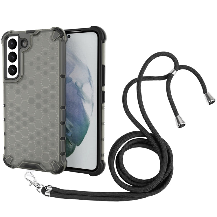 For Samsung Galaxy S22 5G Lanyard Honeycomb PC + TPU Case