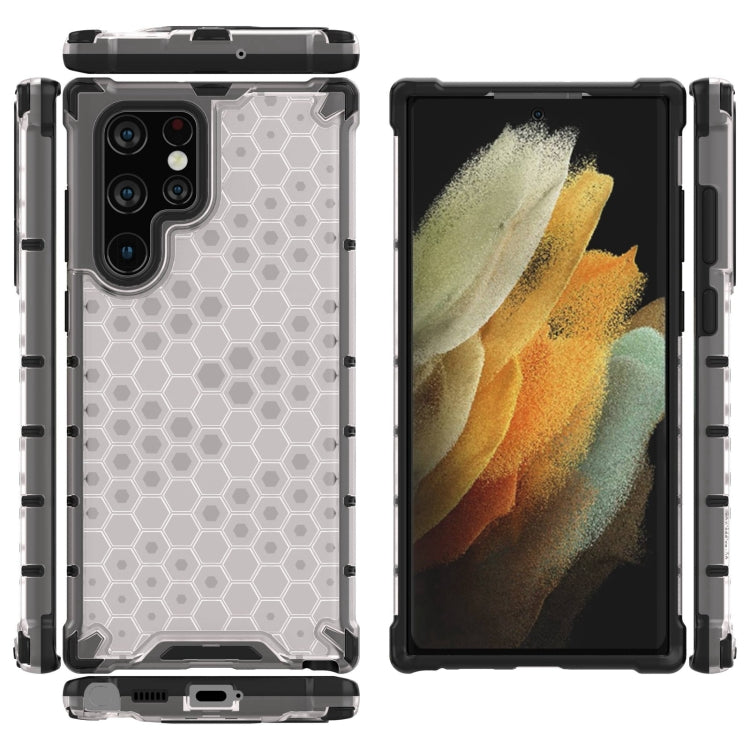 For Samsung Galaxy S22 Ultra 5G Lanyard Honeycomb PC + TPU Case