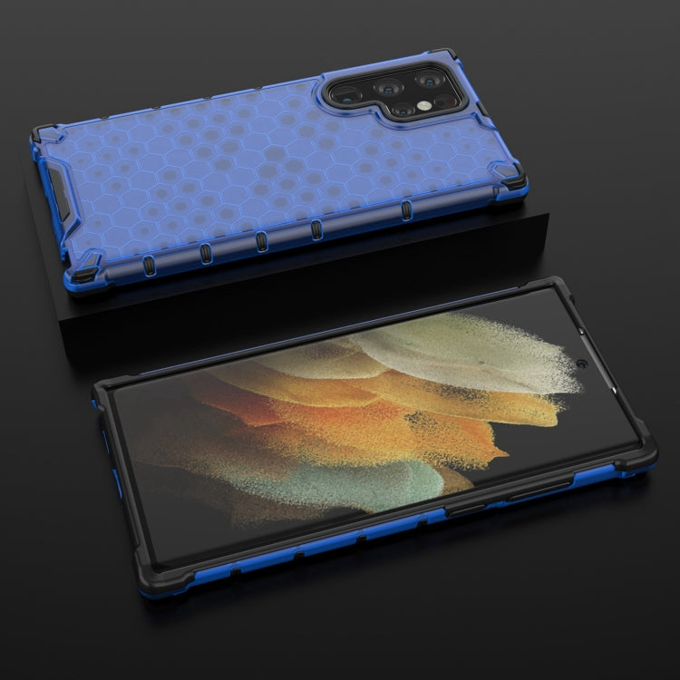 For Samsung Galaxy S22 Ultra 5G Lanyard Honeycomb PC + TPU Case