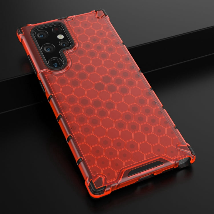 For Samsung Galaxy S22 Ultra 5G Lanyard Honeycomb PC + TPU Case