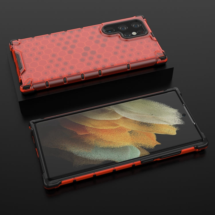 For Samsung Galaxy S22 Ultra 5G Lanyard Honeycomb PC + TPU Case