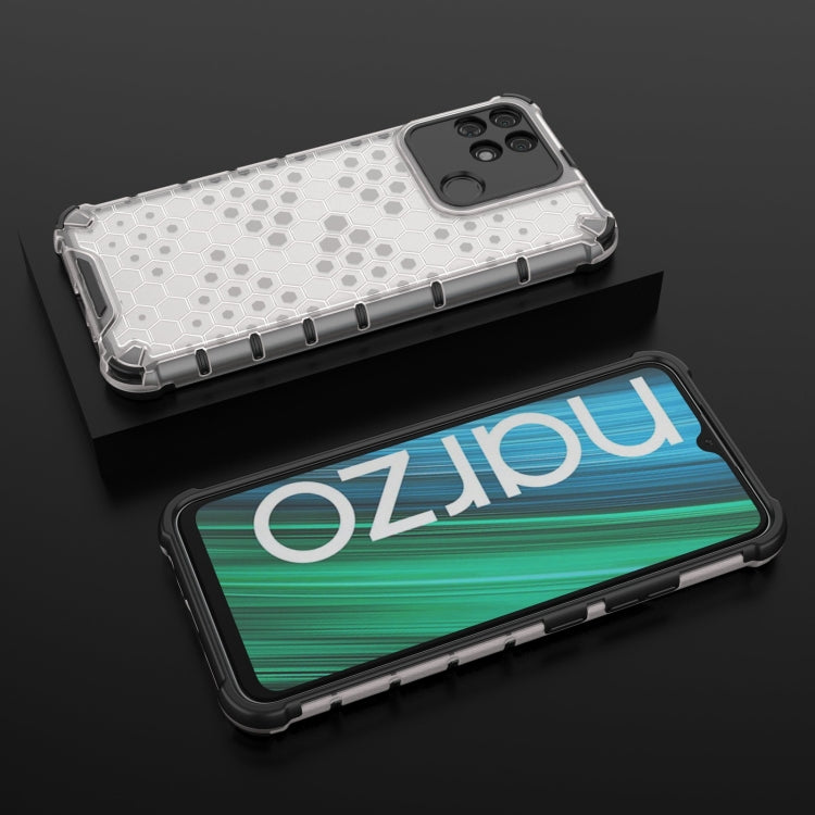 For OPPO Realme Narzo 50A Lanyard Honeycomb PC + TPU Case