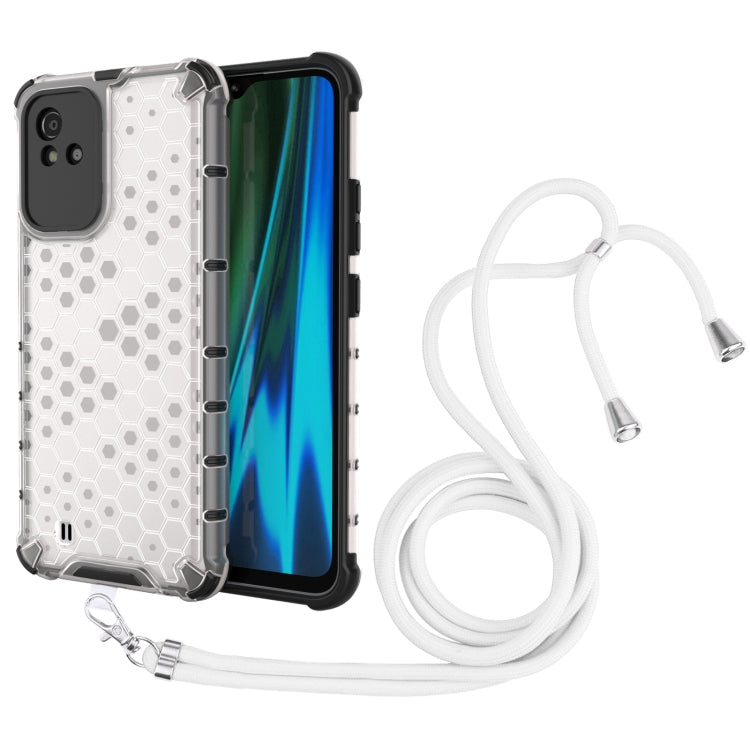For OPPO Realme Narzo 50 4G Lanyard Honeycomb PC + TPU Case