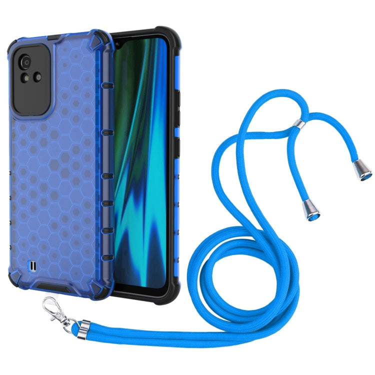 For OPPO Realme Narzo 50 4G Lanyard Honeycomb PC + TPU Case