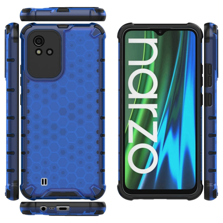 For OPPO Realme Narzo 50 4G Lanyard Honeycomb PC + TPU Case