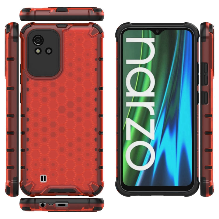 For OPPO Realme Narzo 50 4G Lanyard Honeycomb PC + TPU Case