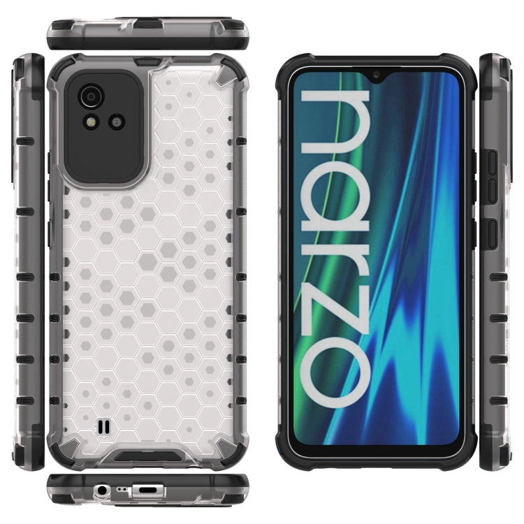 For OPPO Realme Narzo 50i Lanyard Honeycomb PC + TPU Case