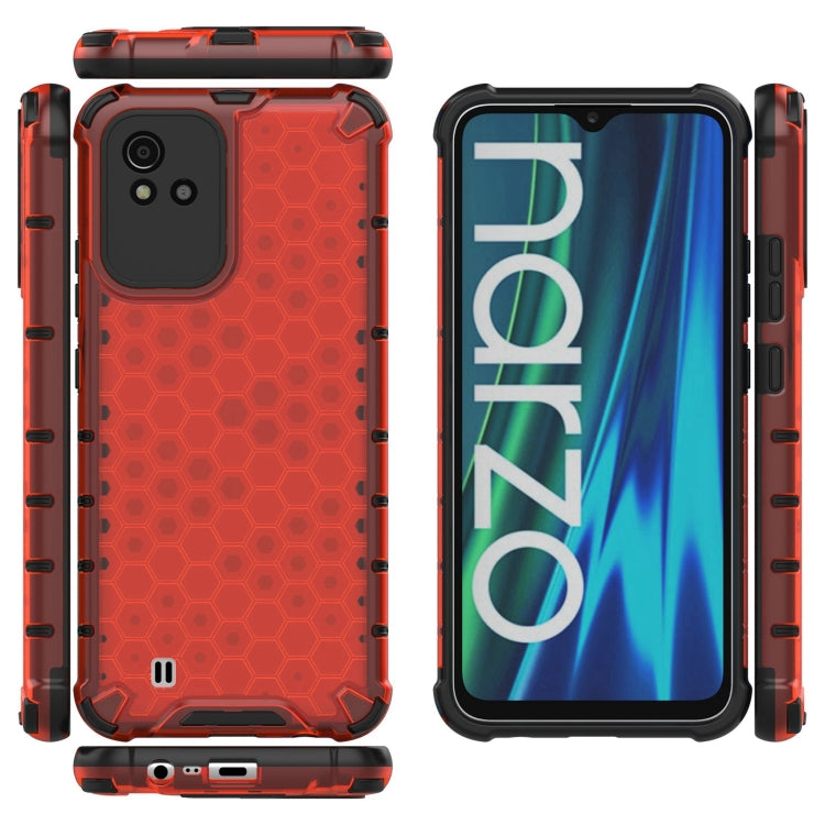 For OPPO Realme Narzo 50i Lanyard Honeycomb PC + TPU Case