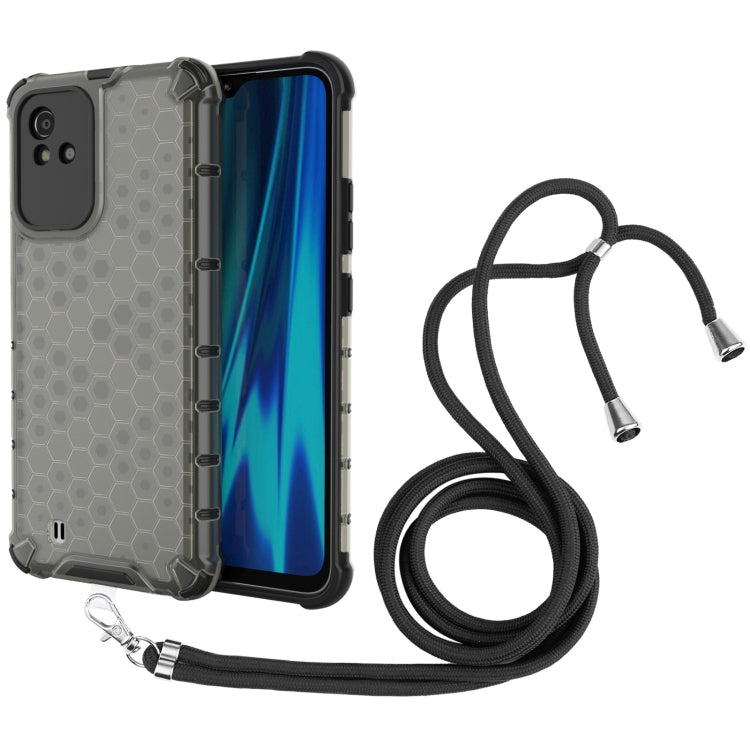 For OPPO Realme Narzo 50i Lanyard Honeycomb PC + TPU Case