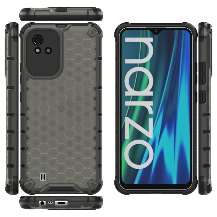 For OPPO Realme Narzo 50i Lanyard Honeycomb PC + TPU Case