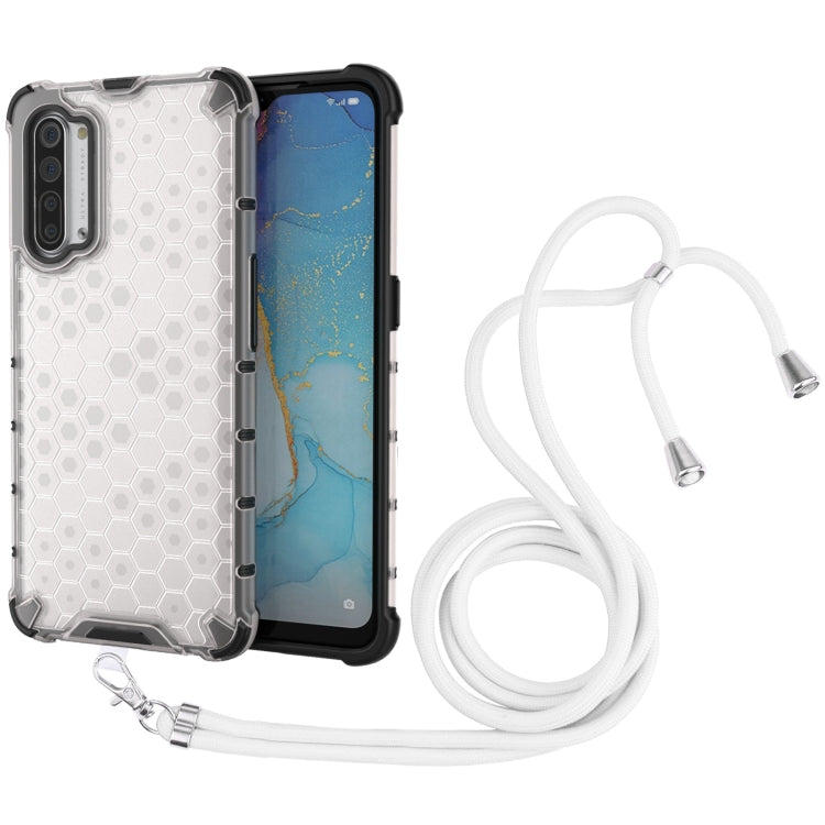 For OPPO Reno3 Lanyard Honeycomb PC + TPU Case