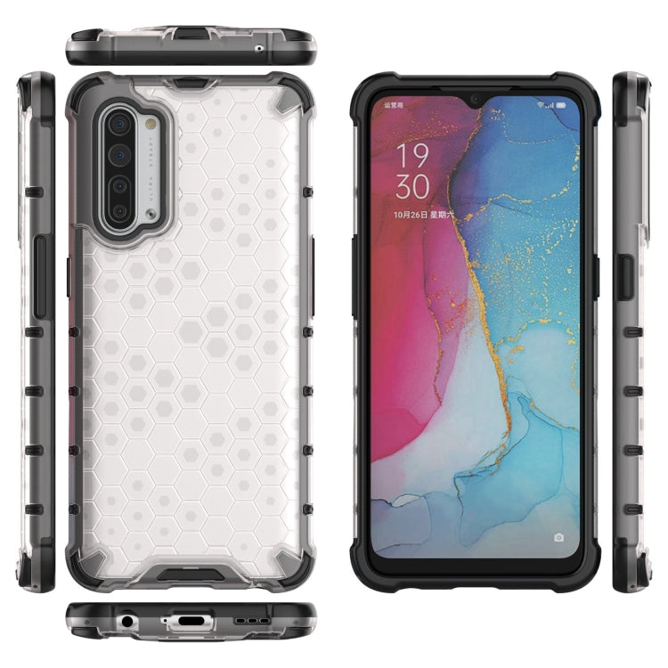 For OPPO Reno3 Lanyard Honeycomb PC + TPU Case