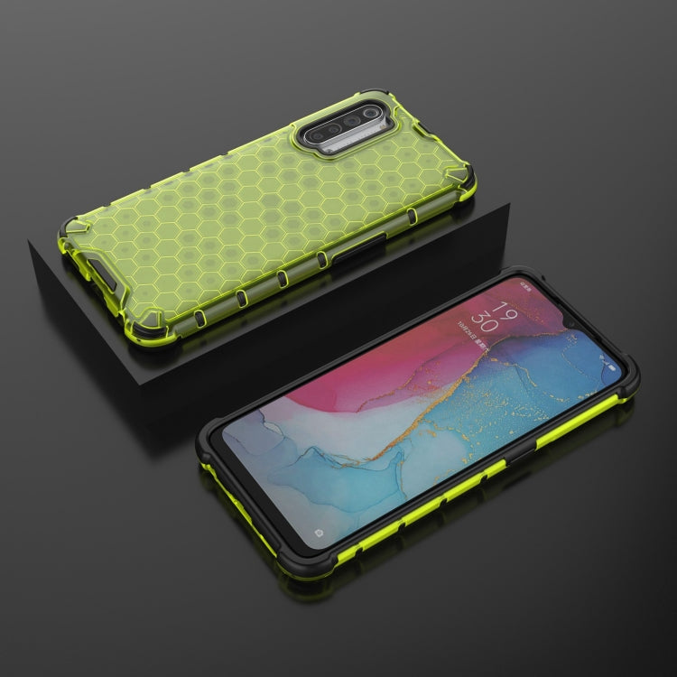 For OPPO Reno3 Lanyard Honeycomb PC + TPU Case