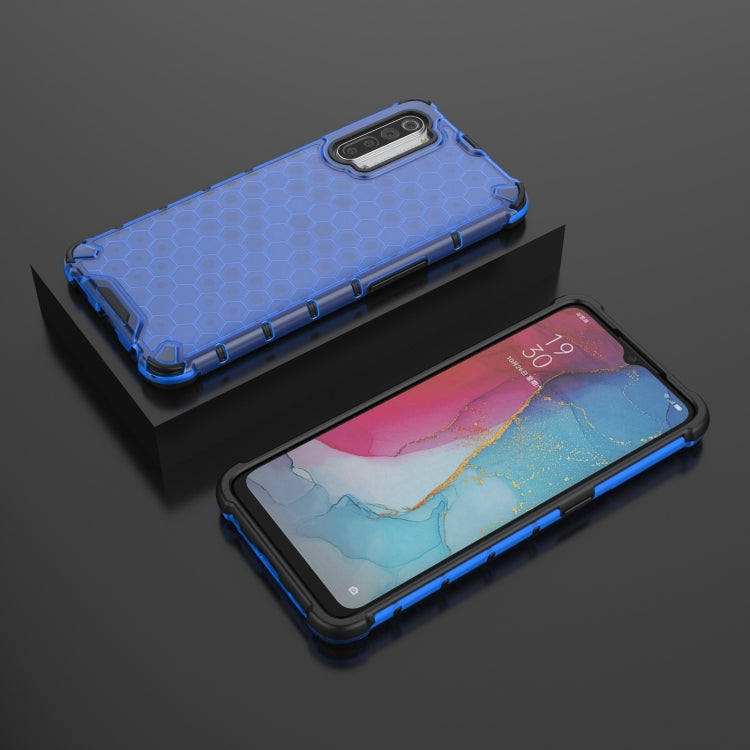For OPPO Reno3 Lanyard Honeycomb PC + TPU Case