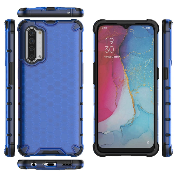 For OPPO Reno3 Lanyard Honeycomb PC + TPU Case