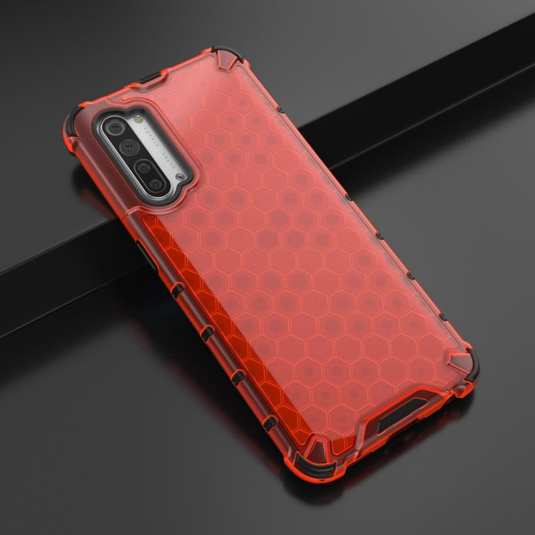 For OPPO Reno3 Lanyard Honeycomb PC + TPU Case