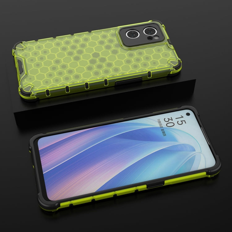 For OPPO Reno7 5G Lanyard Honeycomb PC + TPU Case