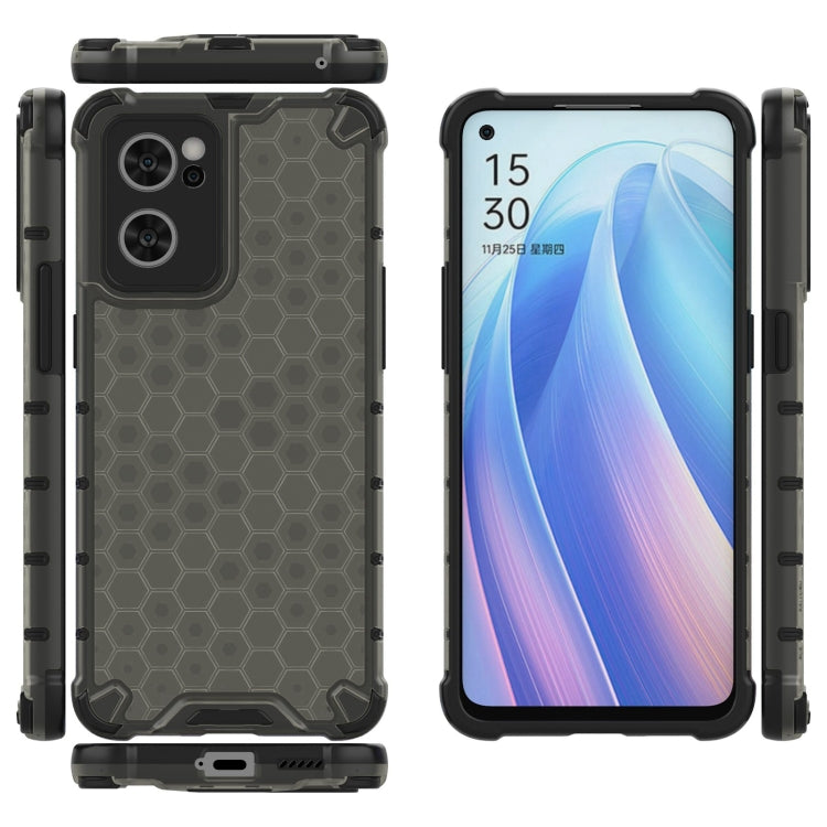 For OPPO Reno7 5G Lanyard Honeycomb PC + TPU Case