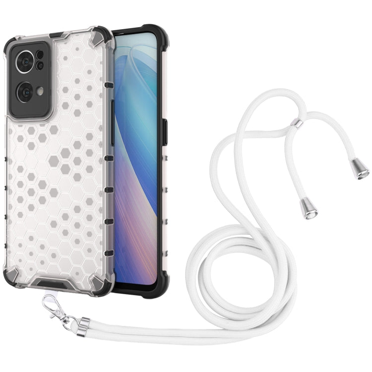 For OPPO Reno7 Pro 5G Lanyard Honeycomb PC + TPU Case