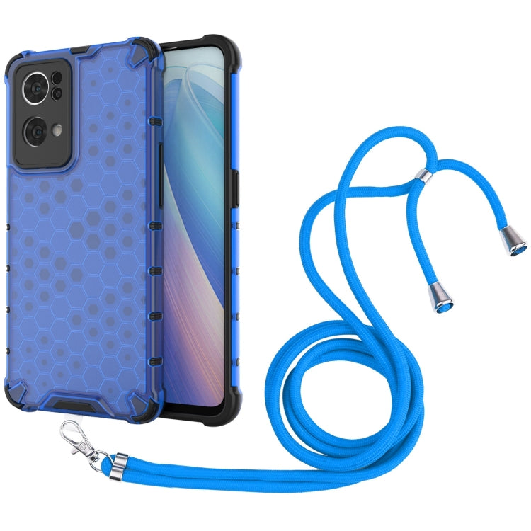 For OPPO Reno7 Pro 5G Lanyard Honeycomb PC + TPU Case