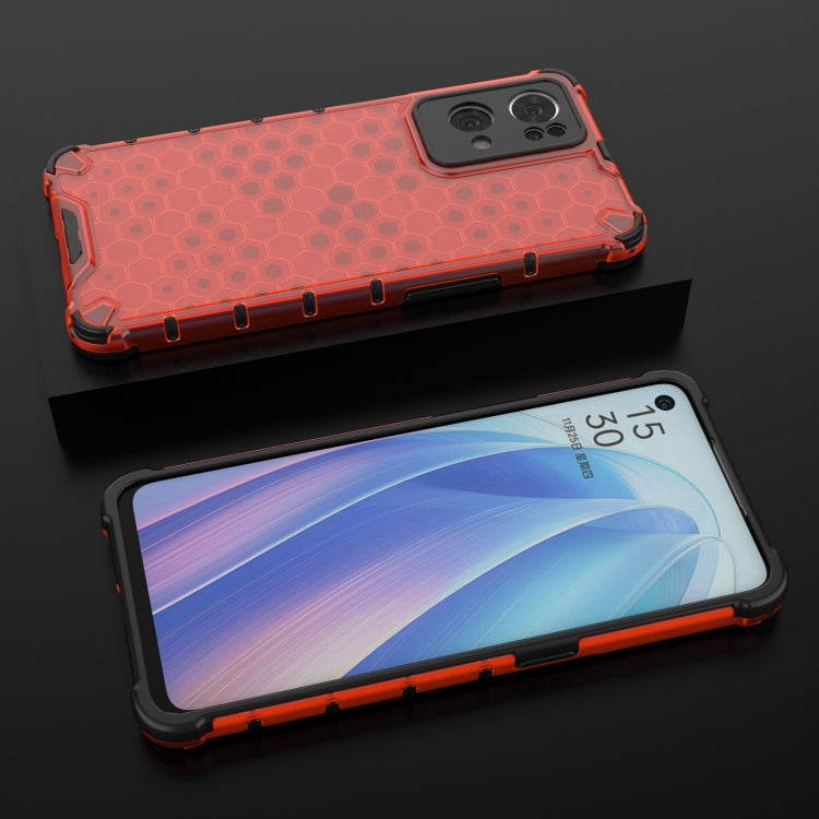 For OPPO Reno7 Pro 5G Lanyard Honeycomb PC + TPU Case
