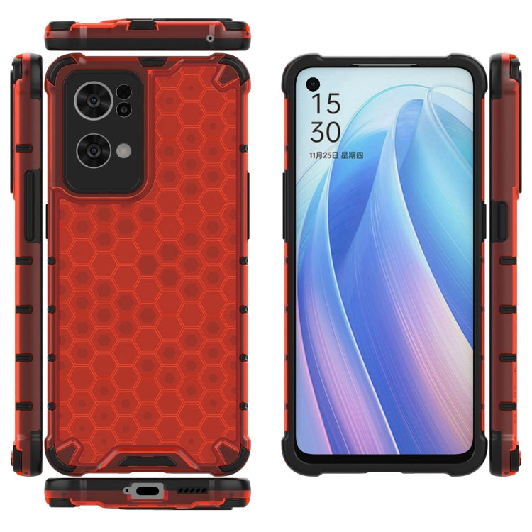 For OPPO Reno7 Pro 5G Lanyard Honeycomb PC + TPU Case