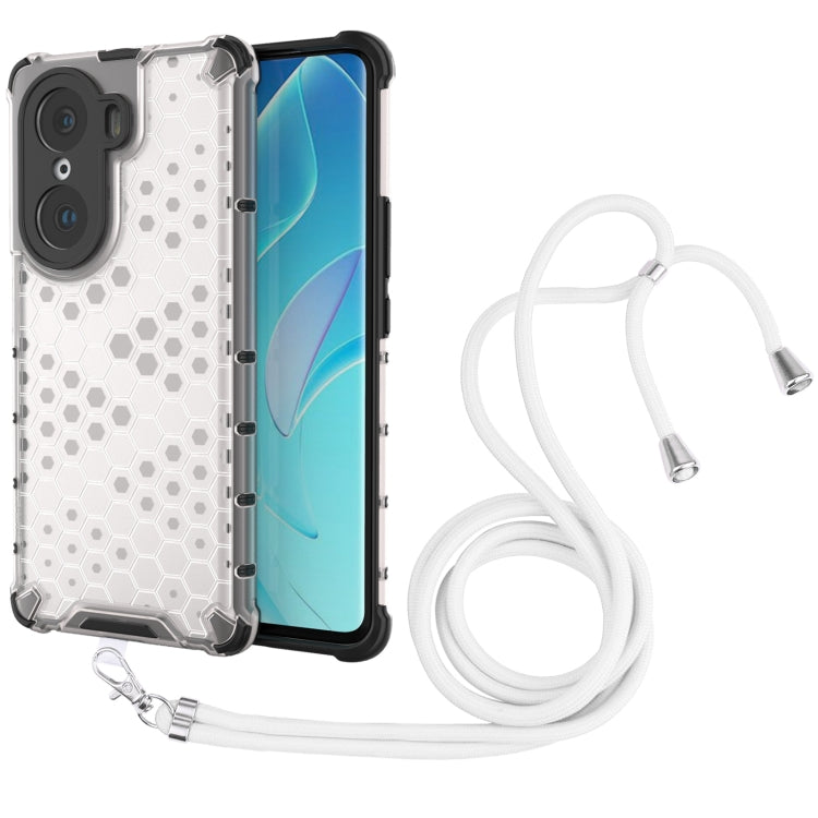 For Honor 60 Pro Lanyard Honeycomb PC + TPU Case