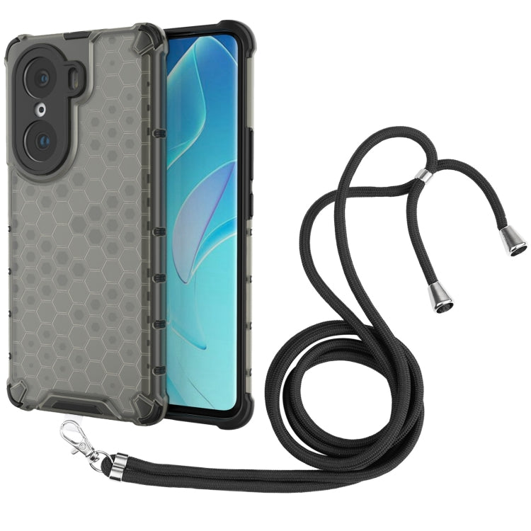 For Honor 60 Pro Lanyard Honeycomb PC + TPU Case