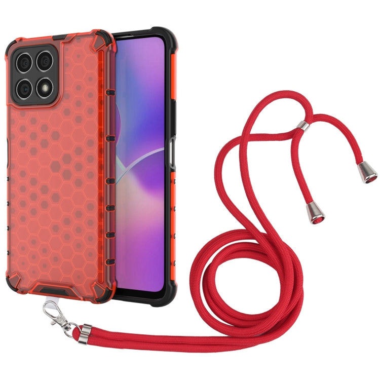 For Honor X30i Lanyard Honeycomb PC + TPU Case
