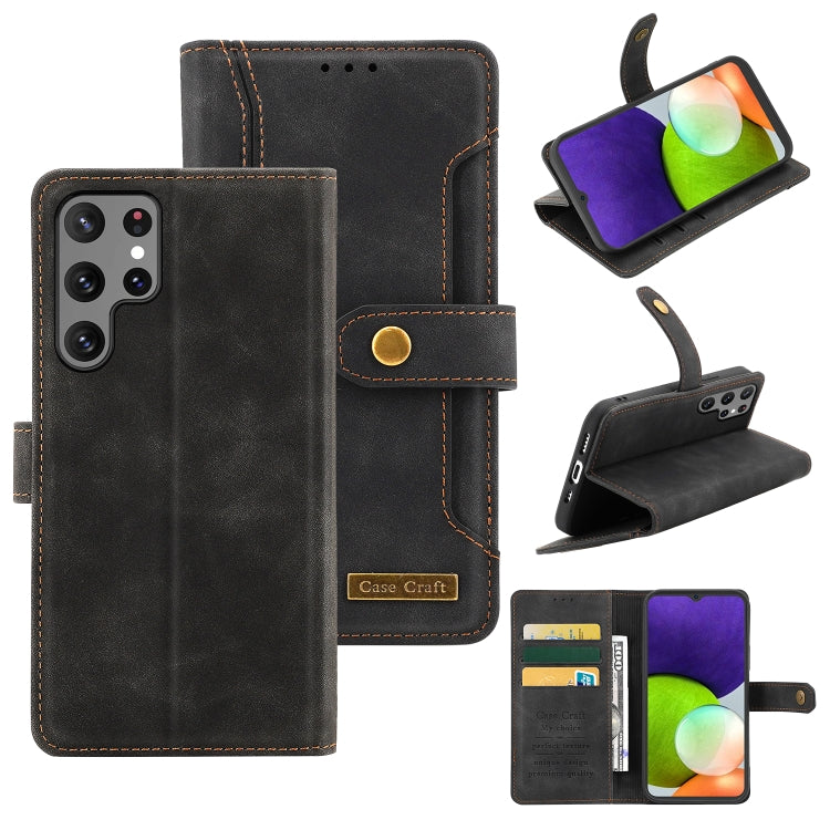 For Samsung Galaxy S22 Ultra 5G Copper Buckle Leather Phone Case