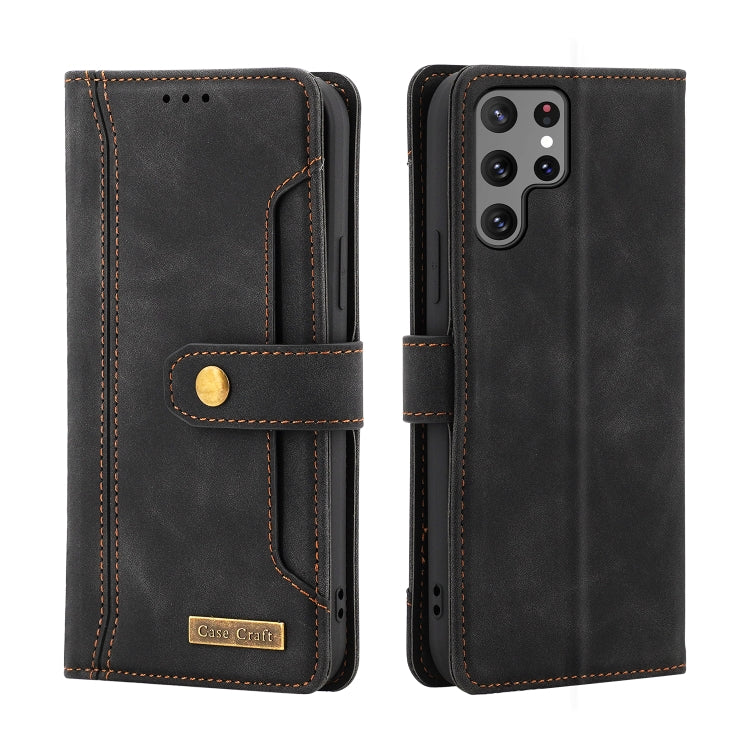 For Samsung Galaxy S22 Ultra 5G Copper Buckle Leather Phone Case