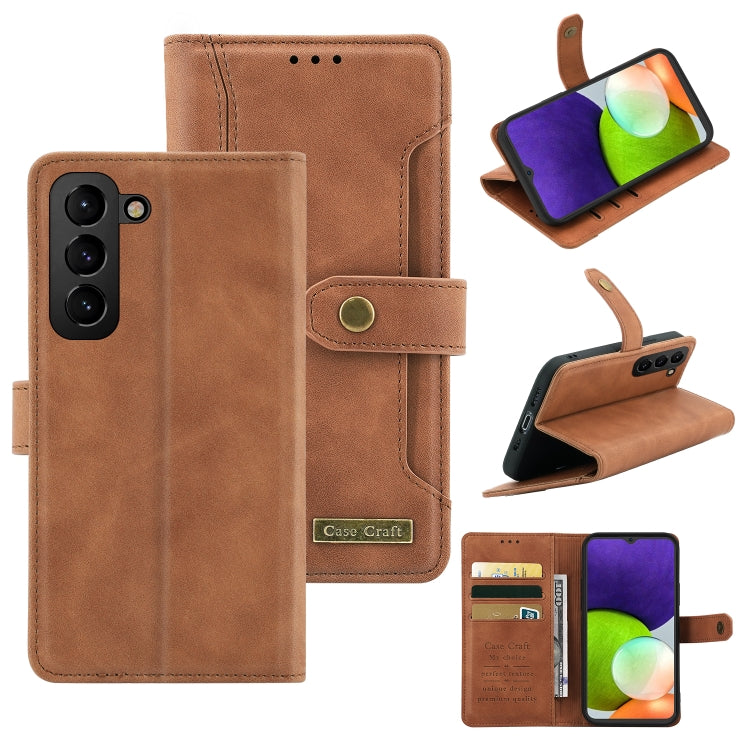 For Samsung Galaxy S22+ 5G Copper Buckle Leather Phone Case