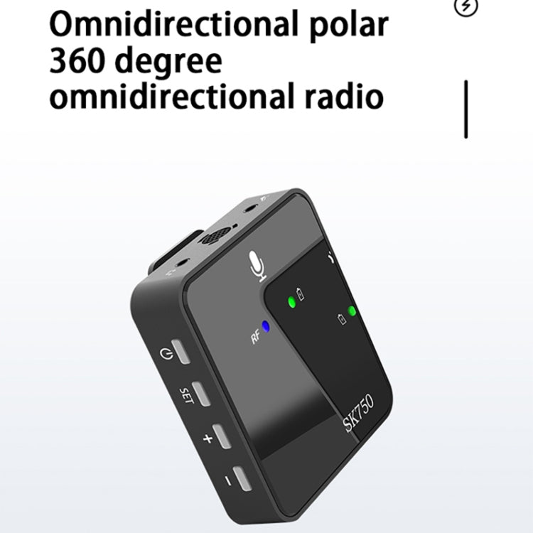 SK750 Type-C Charging One for Two Wireless Lavalier Mini Microphone(Black)
