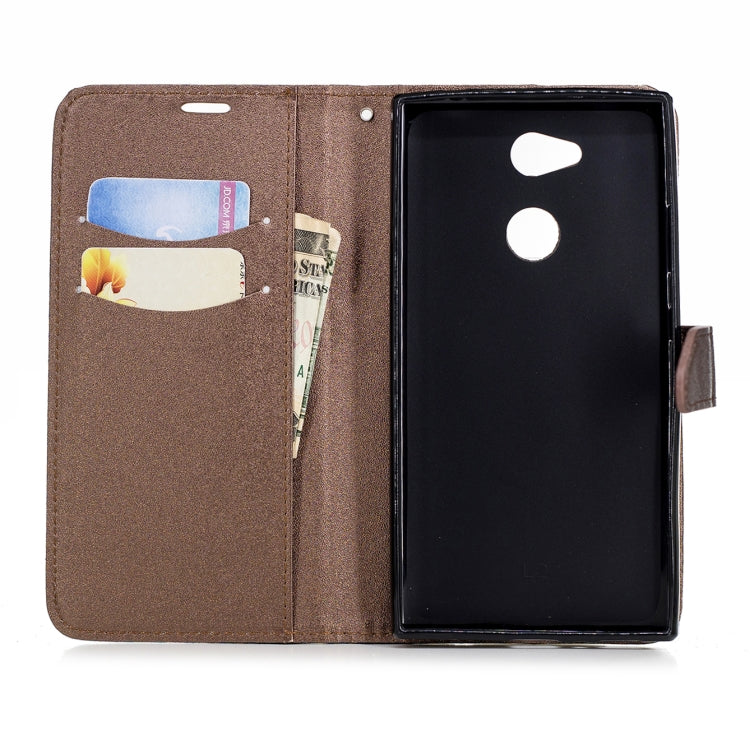 For Sony Xperia L2 Matching Color Frosted Texture Horizontal Flip PU Leather Case with Holder & Card Slots & Lanyard