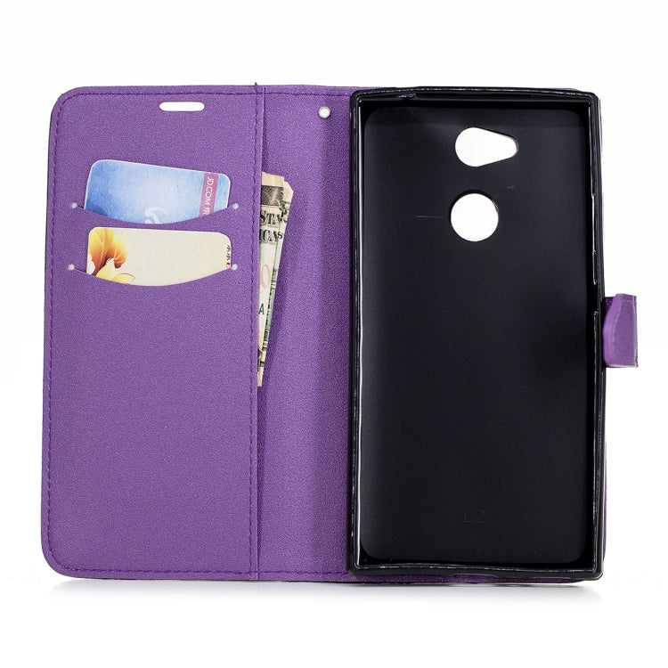 For Sony Xperia L2 Matching Color Frosted Texture Horizontal Flip PU Leather Case with Holder & Card Slots & Lanyard