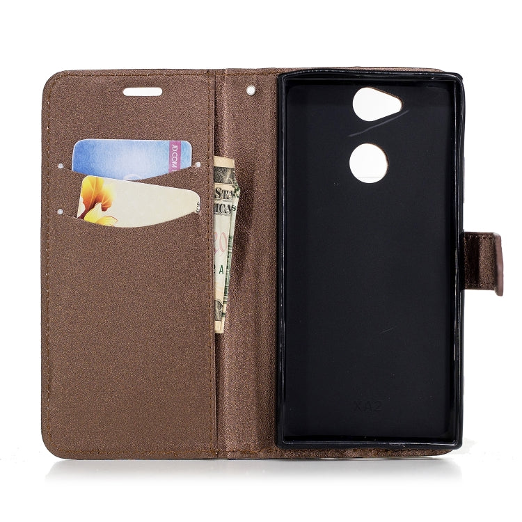 For Sony Xperia XA2 Matching Color Frosted Texture Horizontal Flip PU Leather Case with Holder & Card Slots & Lanyard