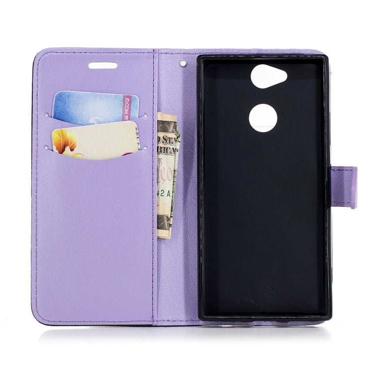 For Sony Xperia XA2 Matching Color Frosted Texture Horizontal Flip PU Leather Case with Holder & Card Slots & Lanyard