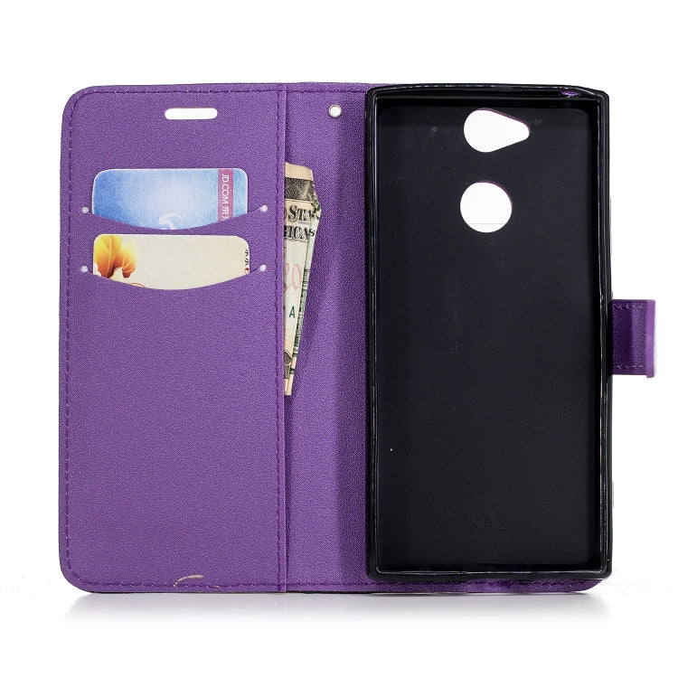 For Sony Xperia XA2 Matching Color Frosted Texture Horizontal Flip PU Leather Case with Holder & Card Slots & Lanyard