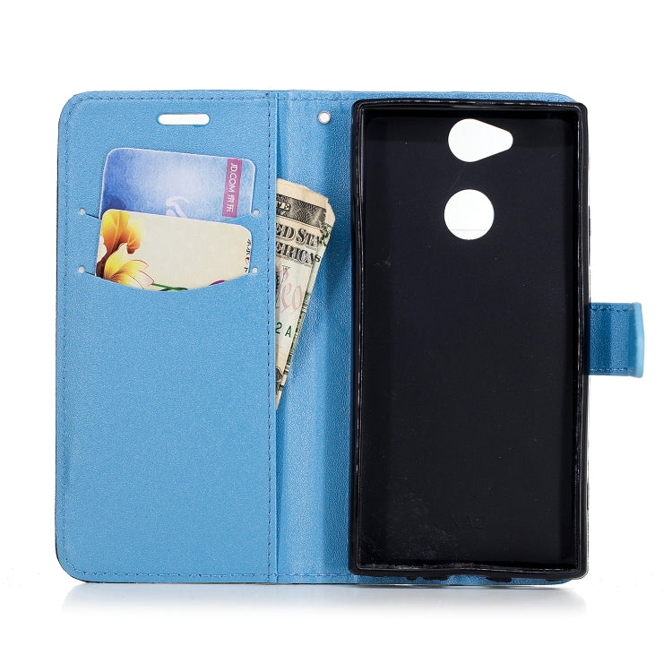 For Sony Xperia XA2 Matching Color Frosted Texture Horizontal Flip PU Leather Case with Holder & Card Slots & Lanyard