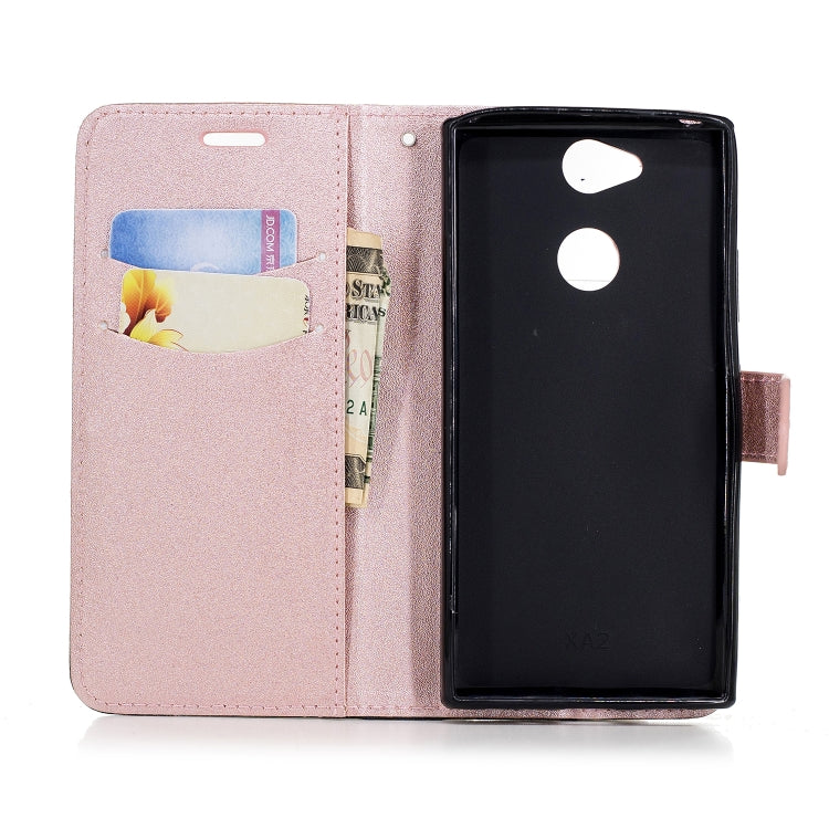 For Sony Xperia XA2 Matching Color Frosted Texture Horizontal Flip PU Leather Case with Holder & Card Slots & Lanyard