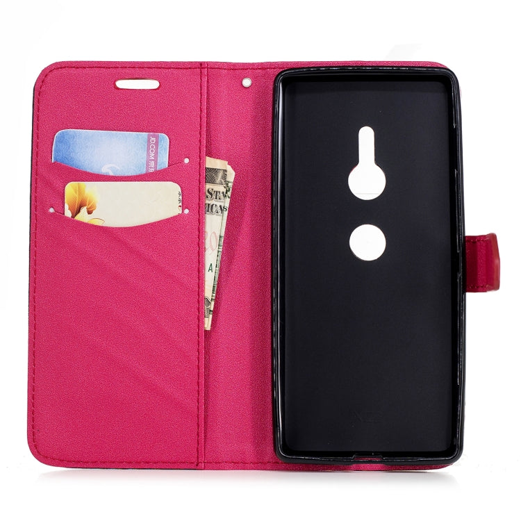 For Sony Xperia XZ2 Matching Color Frosted Texture Horizontal Flip PU Leather Case with Holder & Card Slots & Lanyard