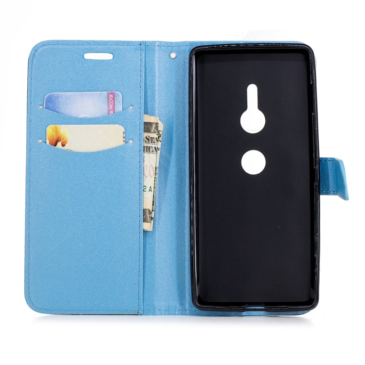 For Sony Xperia XZ2 Matching Color Frosted Texture Horizontal Flip PU Leather Case with Holder & Card Slots & Lanyard
