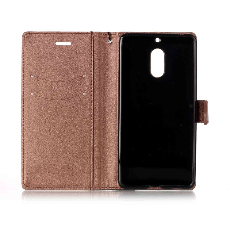 For Nokia 6 Matching Color Frosted Texture Horizontal Flip PU Leather Case with Holder & Card Slots & Lanyard