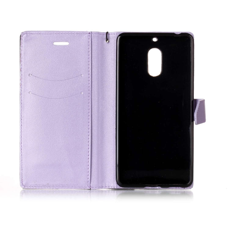 For Nokia 6 Matching Color Frosted Texture Horizontal Flip PU Leather Case with Holder & Card Slots & Lanyard