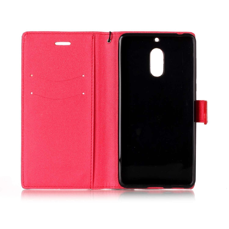 For Nokia 6 Matching Color Frosted Texture Horizontal Flip PU Leather Case with Holder & Card Slots & Lanyard