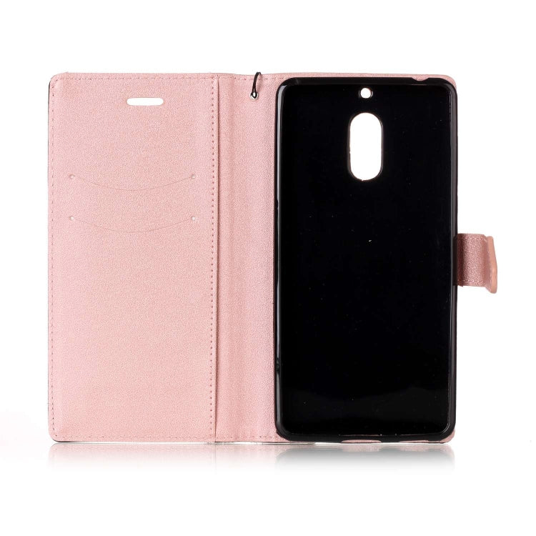 For Nokia 6 Matching Color Frosted Texture Horizontal Flip PU Leather Case with Holder & Card Slots & Lanyard