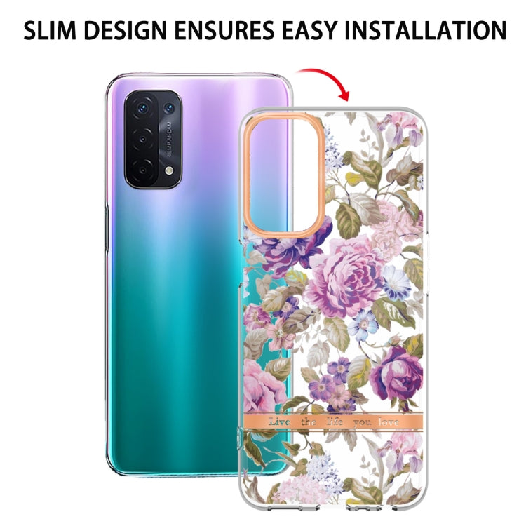 For OPPO A74 5G / A93 5G / A54 5G / A93S 5G Flowers and Plants Series IMD TPU Phone Case