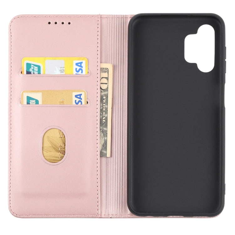 For Samsung Galaxy A13 4G Strong Magnetism Liquid Feel Leather Phone Case