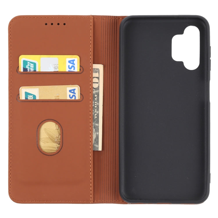 For Samsung Galaxy A13 4G Strong Magnetism Liquid Feel Leather Phone Case